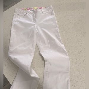 Lilly Pulitzer white jeans.